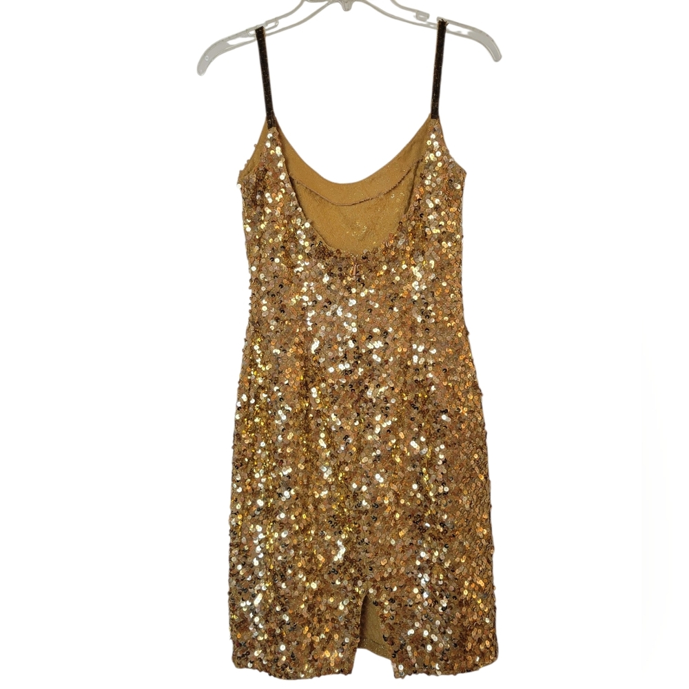 Vintage 80s / 90s Gold Sequin Slip Dress - Picture 2 of 10